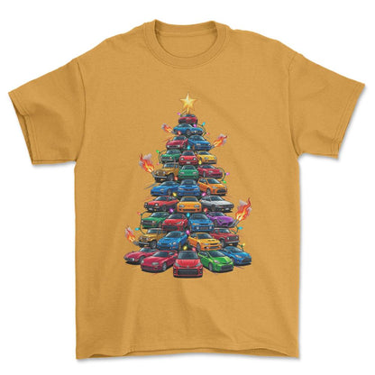 Toyota Juletræ Christmas Tree - Unisex T-Shirt-Beklædning-Toyota-Guld-S-Forside-Garage Culture Shop- garage - man cave - merchandise