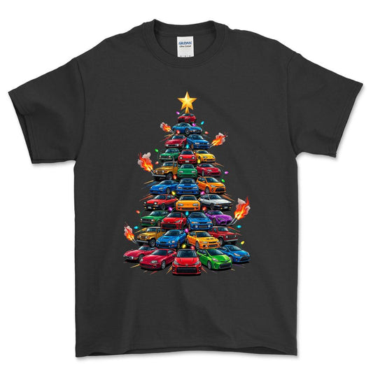Toyota Juletræ Christmas Tree - Unisex T-Shirt-Beklædning-Toyota-Sort-S-Forside-Garage Culture Shop- garage - man cave - merchandise