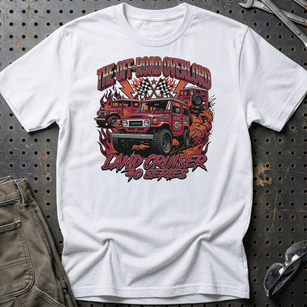 Toyota Land Cruiser 40 Series Off-Road Overlord T-Shirt-Beklædning-Toyota-Hvid-S-Garage Culture Shop- garage - man cave - merchandise