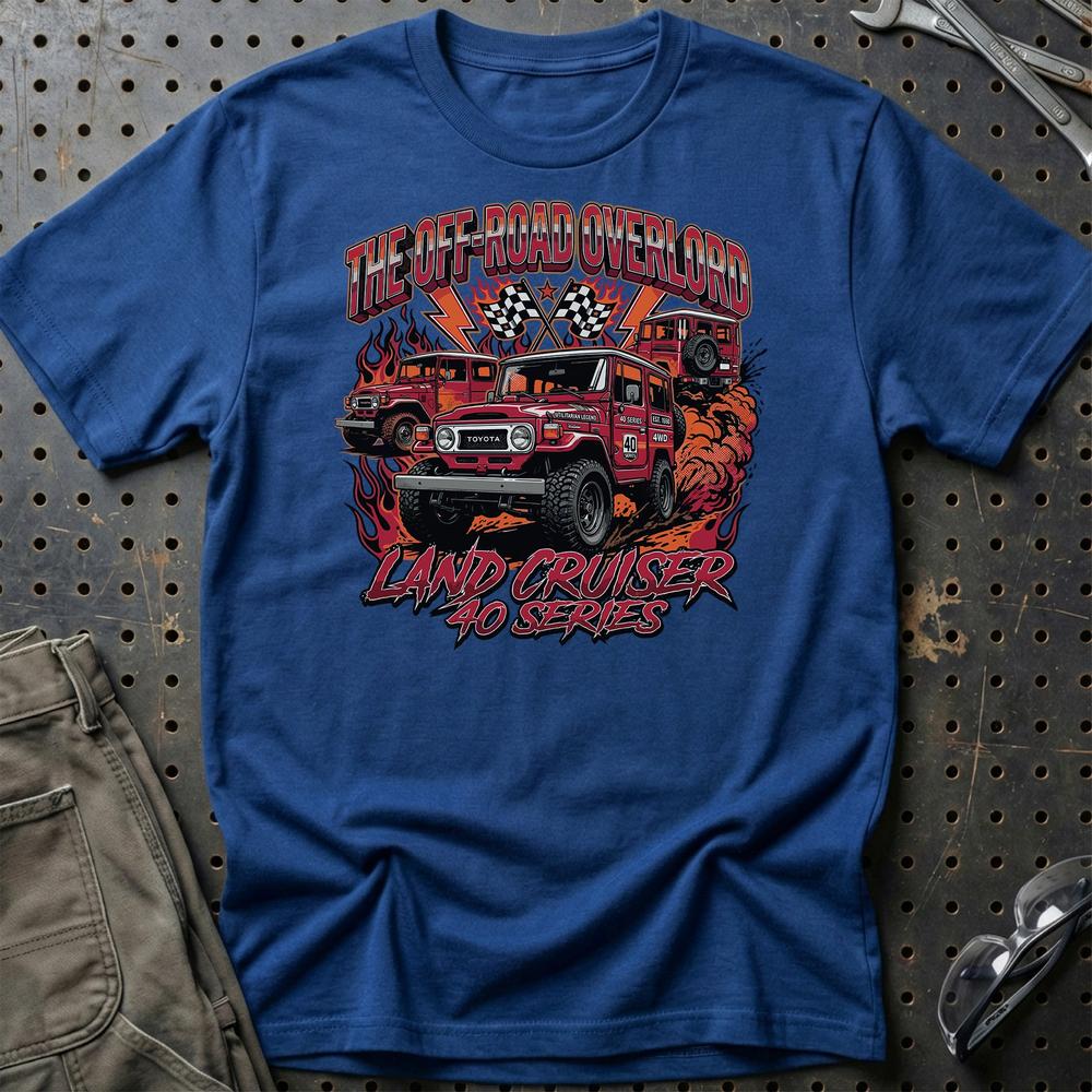 Toyota Land Cruiser 40 Series Off-Road Overlord T-Shirt-Beklædning-Toyota-Blå Royal-S-Garage Culture Shop- garage - man cave - merchandise