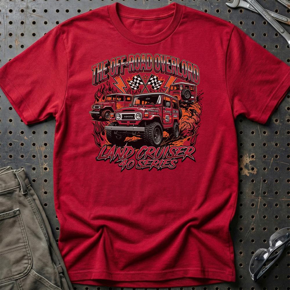 Toyota Land Cruiser 40 Series Off-Road Overlord T-Shirt-Beklædning-Toyota-Rød-S-Garage Culture Shop- garage - man cave - merchandise