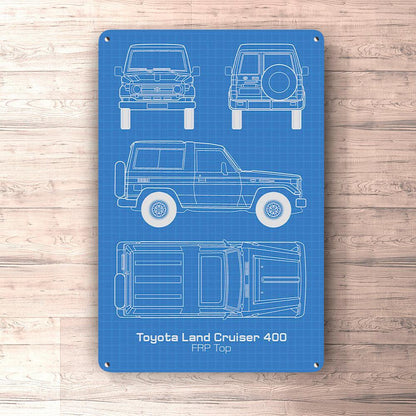Toyota Land Cruiser 400 Frp Top Blueprint Skilte, Musemåtte, Dørmåtte , Plakat-Blueprint-Toyota-Garage Culture Shop- garage - man cave - merchandise