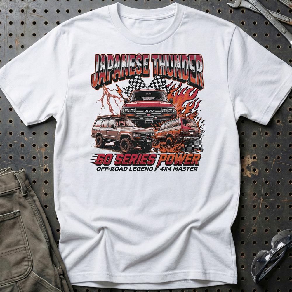 Toyota Land Cruiser 60 Series Japanese Thunder 4x4 T-Shirt-Beklædning-Toyota-Hvid-S-Garage Culture Shop- garage - man cave - merchandise