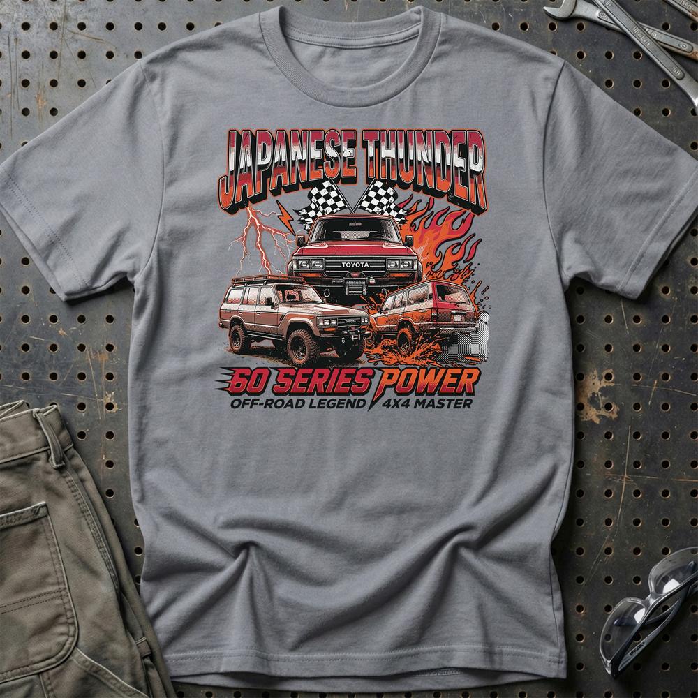 Toyota Land Cruiser 60 Series Japanese Thunder 4x4 T-Shirt-Beklædning-Toyota-Grå Sport-S-Garage Culture Shop- garage - man cave - merchandise