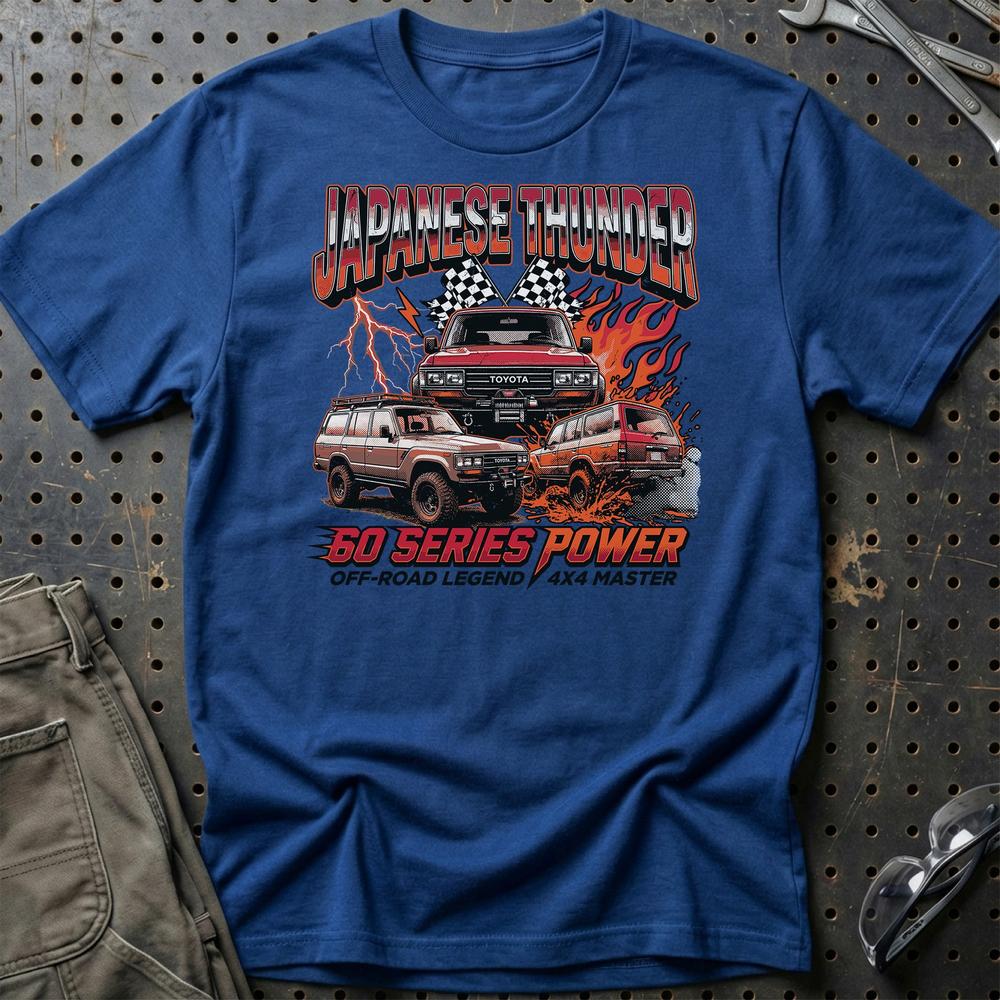 Toyota Land Cruiser 60 Series Japanese Thunder 4x4 T-Shirt-Beklædning-Toyota-Blå Royal-S-Garage Culture Shop- garage - man cave - merchandise