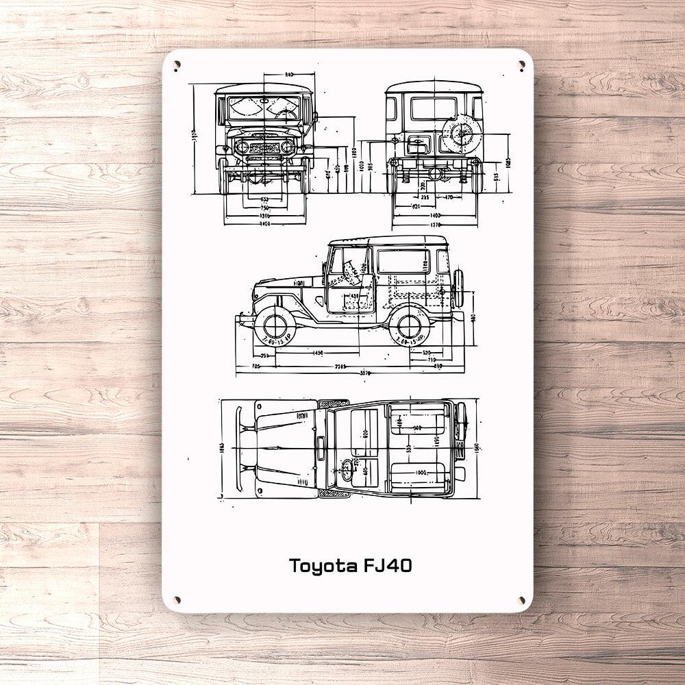 Toyota Land Cruiser Fj40 Top Blueprint Skilte, Musemåtte, Dørmåtte-Blueprint-Toyota-Garage Culture Shop- garage - man cave - merchandise