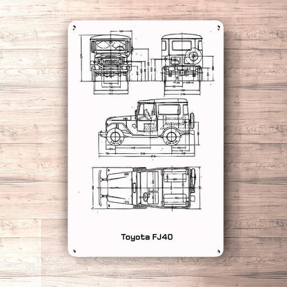Toyota Land Cruiser Fj40 Top Blueprint Skilte, Musemåtte, Dørmåtte-Blueprint-Toyota-Garage Culture Shop- garage - man cave - merchandise
