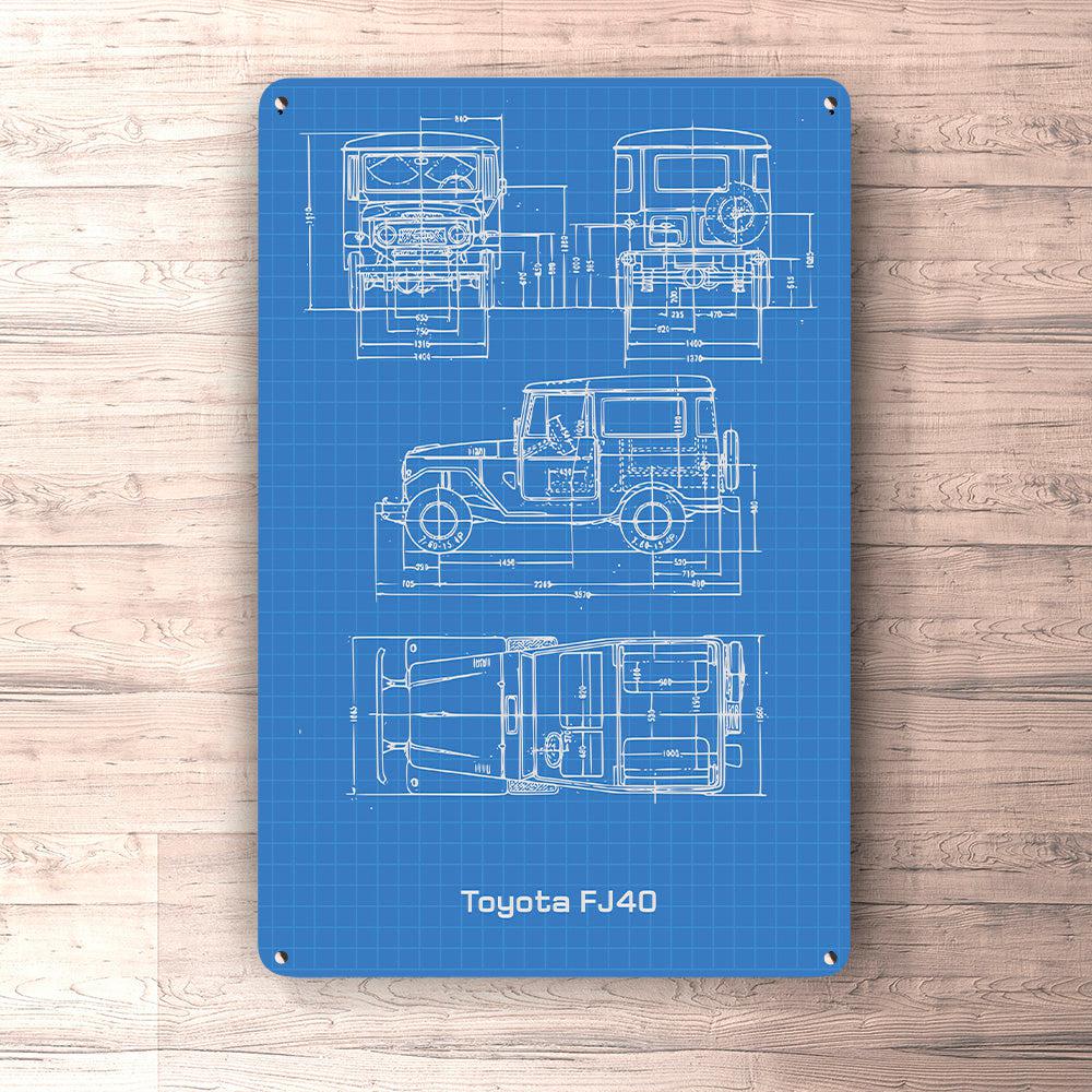 Toyota Land Cruiser Fj40 Top Blueprint Skilte, Musemåtte, Dørmåtte-Blueprint-Toyota-Garage Culture Shop- garage - man cave - merchandise