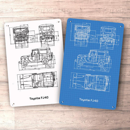 Toyota Land Cruiser Fj40 Top Blueprint Skilte, Musemåtte, Dørmåtte-Blueprint-Toyota-Garage Culture Shop- garage - man cave - merchandise