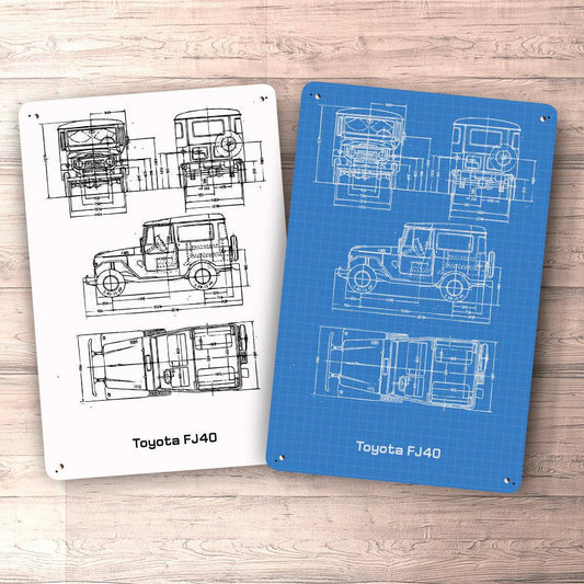 Toyota Land Cruiser Fj40 Top Blueprint Skilte, Musemåtte, Dørmåtte-Blueprint-Toyota-Garage Culture Shop- garage - man cave - merchandise