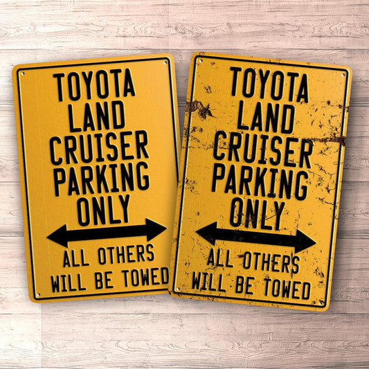 Toyota Land Cruiser Parking Only Skilte, Musemåtte, Dørmåtte-Parking skilte-Toyota-Garage Culture Shop- garage - man cave - merchandise