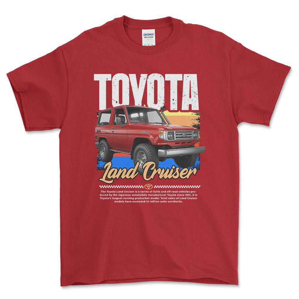 Toyota Land Cruiser - Unisex T-Shirt , Bomuld-Beklædning-Toyota-Rød-S-Forside-Garage Culture Shop- garage - man cave - merchandise