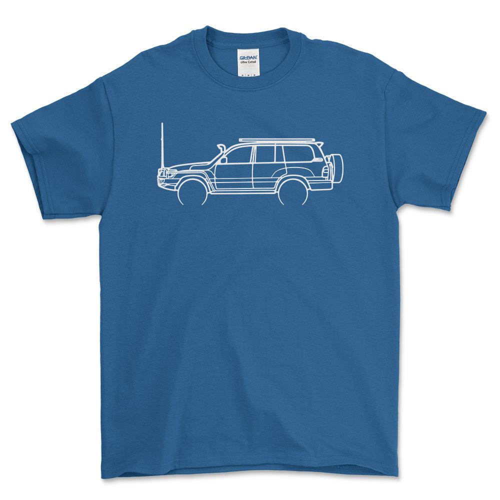 Toyota Landcruiser 100 Series 2007 Outline T-Shirt-Beklædning-Toyota-Blå Royal-S-Garage Culture Shop- garage - man cave - merchandise