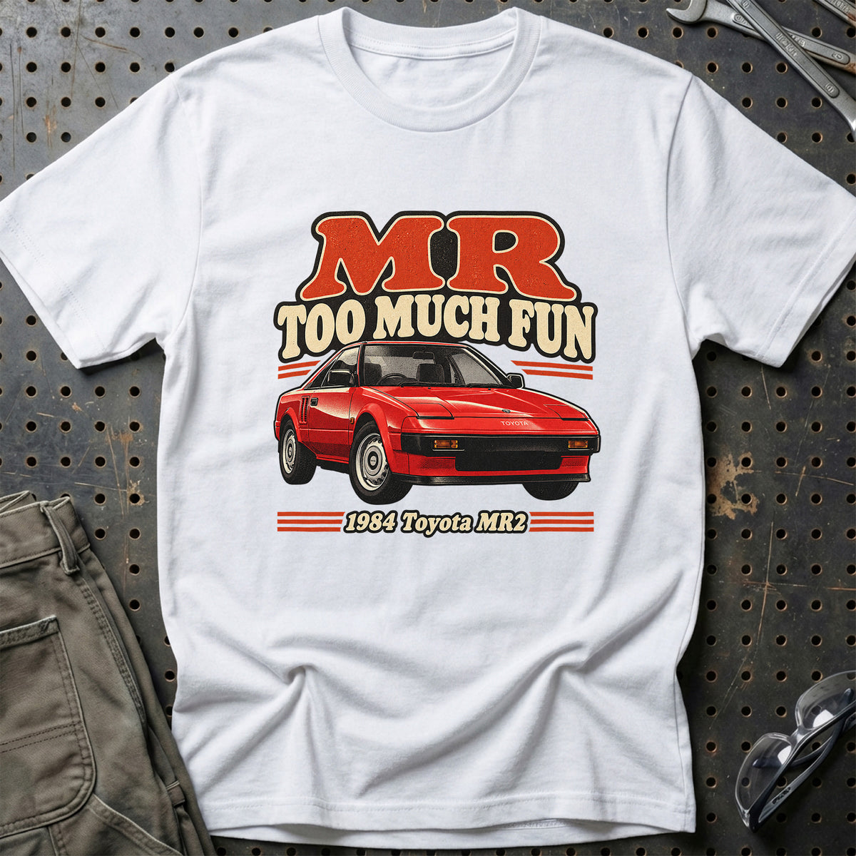 
Toyota MR2 1984 – MR Too Much Fun T-Shirt – Hvid