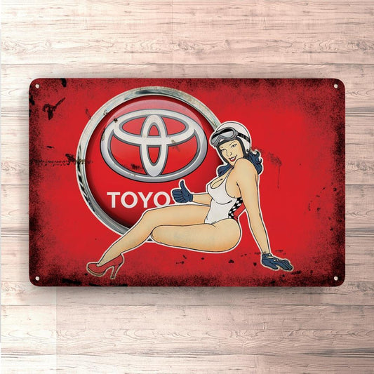 Toyota Pin-Up Vintage Skilte, Musemåtte, Dørmåtte-Skilte-Toyota-Garage Culture Shop- garage - man cave - merchandise