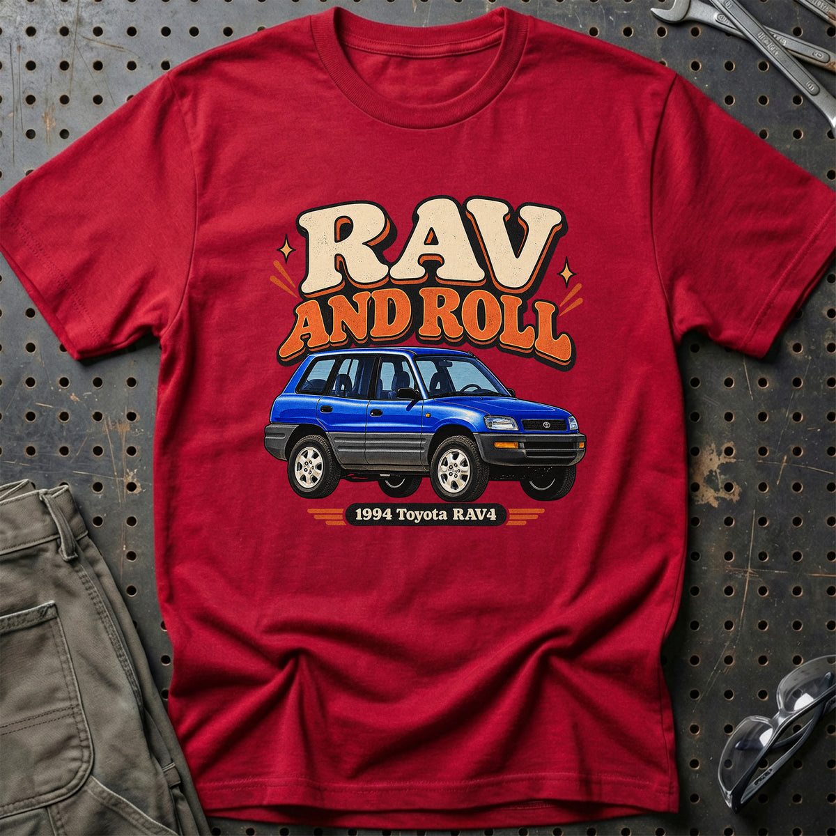 
Toyota RAV4 1994 – RAV and Roll T-Shirt – Rød