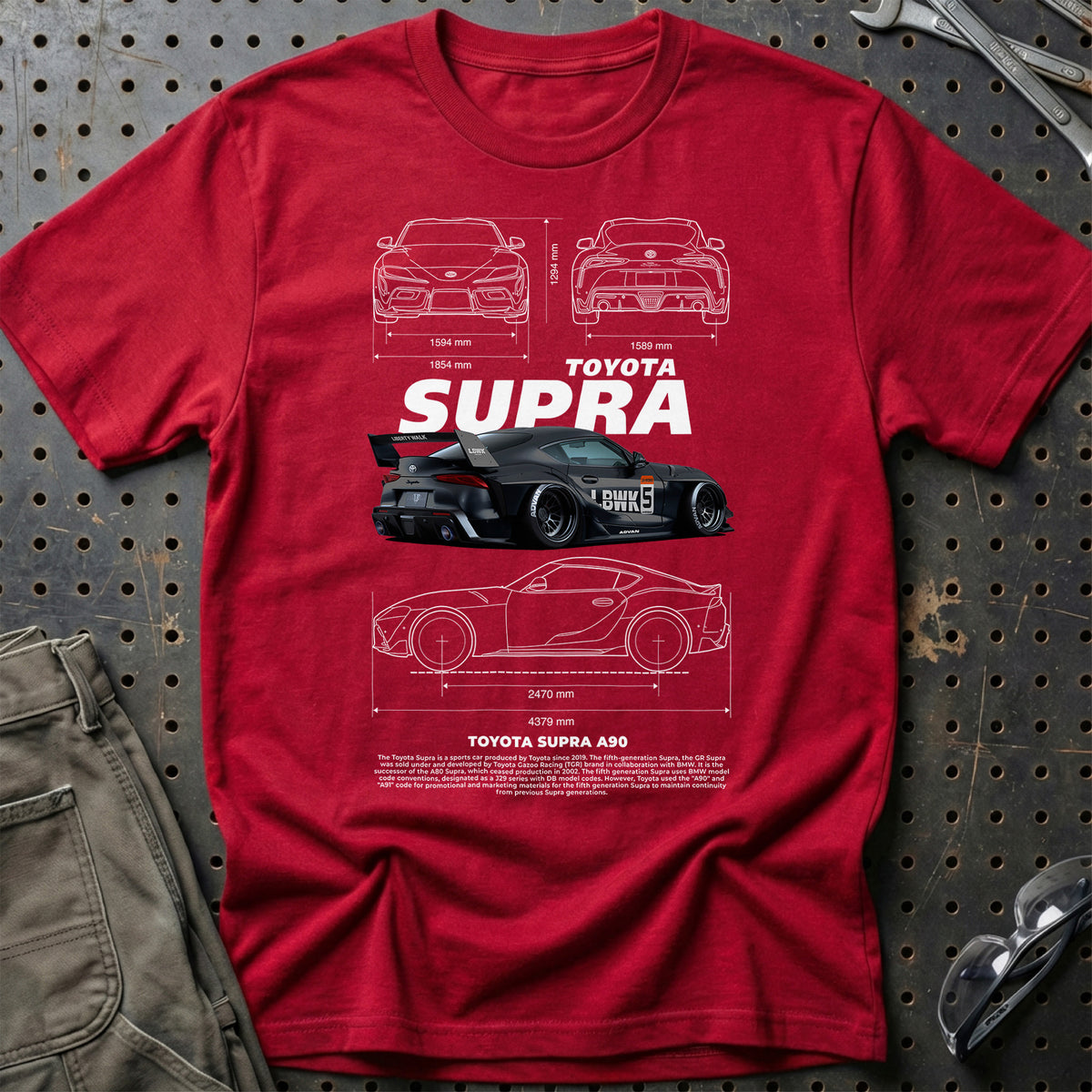 
Toyota Supra A90 T-Shirt – Rød