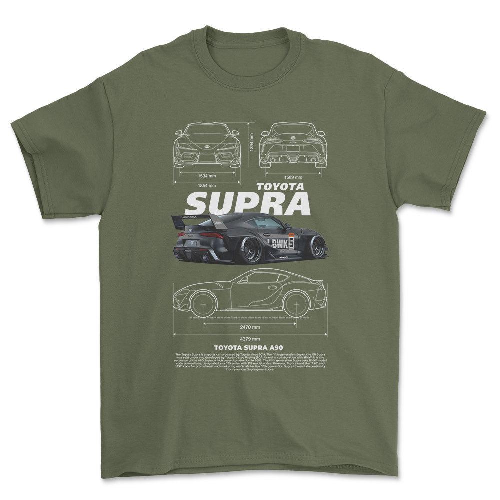 Toyota Supra A90 T-Shirt-Beklædning-Toyota-Grøn Militær-S-Garage Culture Shop- garage - man cave - merchandise