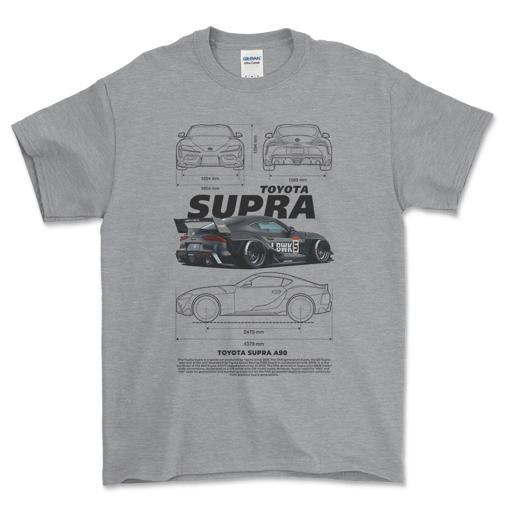 Toyota Supra A90 - Unisex T-Shirt-Beklædning-Toyota-Grå Sport-S-Forside-Garage Culture Shop- garage - man cave - merchandise