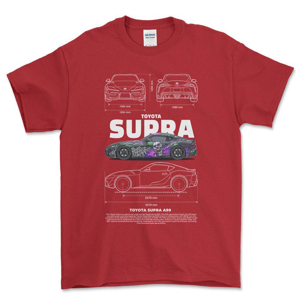 Toyota Supra A90 - Unisex T-Shirt-Beklædning-Toyota-Rød-S-Forside-Garage Culture Shop- garage - man cave - merchandise