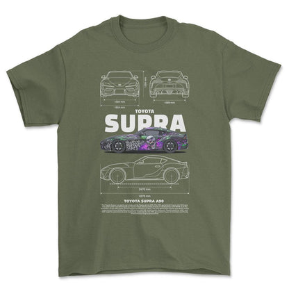 Toyota Supra A90 - Unisex T-Shirt-Beklædning-Toyota-Grøn Militær-S-Forside-Garage Culture Shop- garage - man cave - merchandise