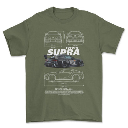 Toyota Supra A90 - Unisex T-Shirt-Beklædning-Toyota-Grøn Militær-S-Forside-Garage Culture Shop- garage - man cave - merchandise