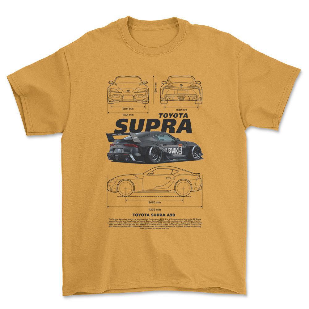 Toyota Supra A90 - Unisex T-Shirt-Beklædning-Toyota-Guld-S-Forside-Garage Culture Shop- garage - man cave - merchandise
