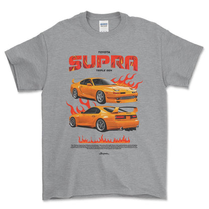 Toyota Supra MK3 - Unisex T-Shirt-Beklædning-Toyota-Grå Sport-S-Forside-Garage Culture Shop- garage - man cave - merchandise