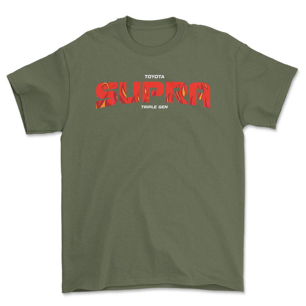 Toyota Supra MK3 - Unisex T-Shirt-Beklædning-Toyota-Grøn Militær-S-Forside-Garage Culture Shop- garage - man cave - merchandise