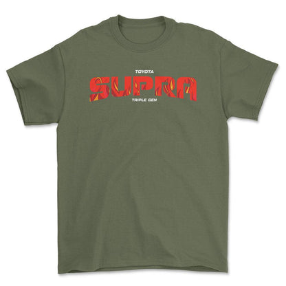 Toyota Supra MK3 - Unisex T-Shirt-Beklædning-Toyota-Grøn Militær-S-Forside-Garage Culture Shop- garage - man cave - merchandise