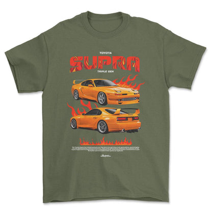 Toyota Supra MK3 - Unisex T-Shirt-Beklædning-Toyota-Grøn Militær-S-Forside-Garage Culture Shop- garage - man cave - merchandise