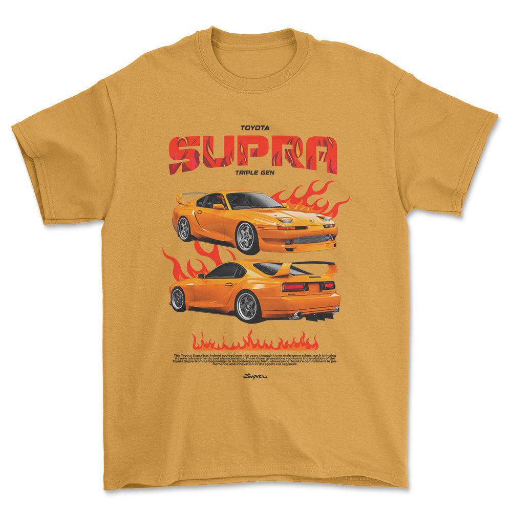 Toyota Supra MK3 - Unisex T-Shirt-Beklædning-Toyota-Guld-S-Forside-Garage Culture Shop- garage - man cave - merchandise