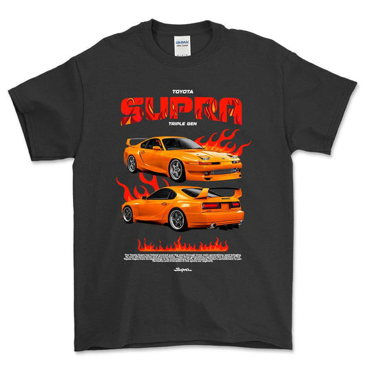 Toyota Supra MK3 - Unisex T-Shirt-Beklædning-Toyota-Sort-S-Forside-Garage Culture Shop- garage - man cave - merchandise