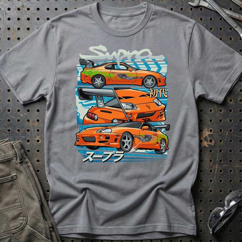 Toyota Supra MK4 Fast And Furios Cars T-Shirt-Beklædning-Toyota-Grå Sport-S-Garage Culture Shop- garage - man cave - merchandise