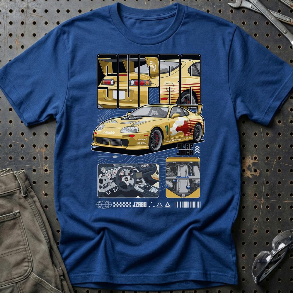 Toyota Supra MK4 Fast And Furios Cars T-Shirt-Beklædning-Toyota-Blå Royal-S-Garage Culture Shop- garage - man cave - merchandise