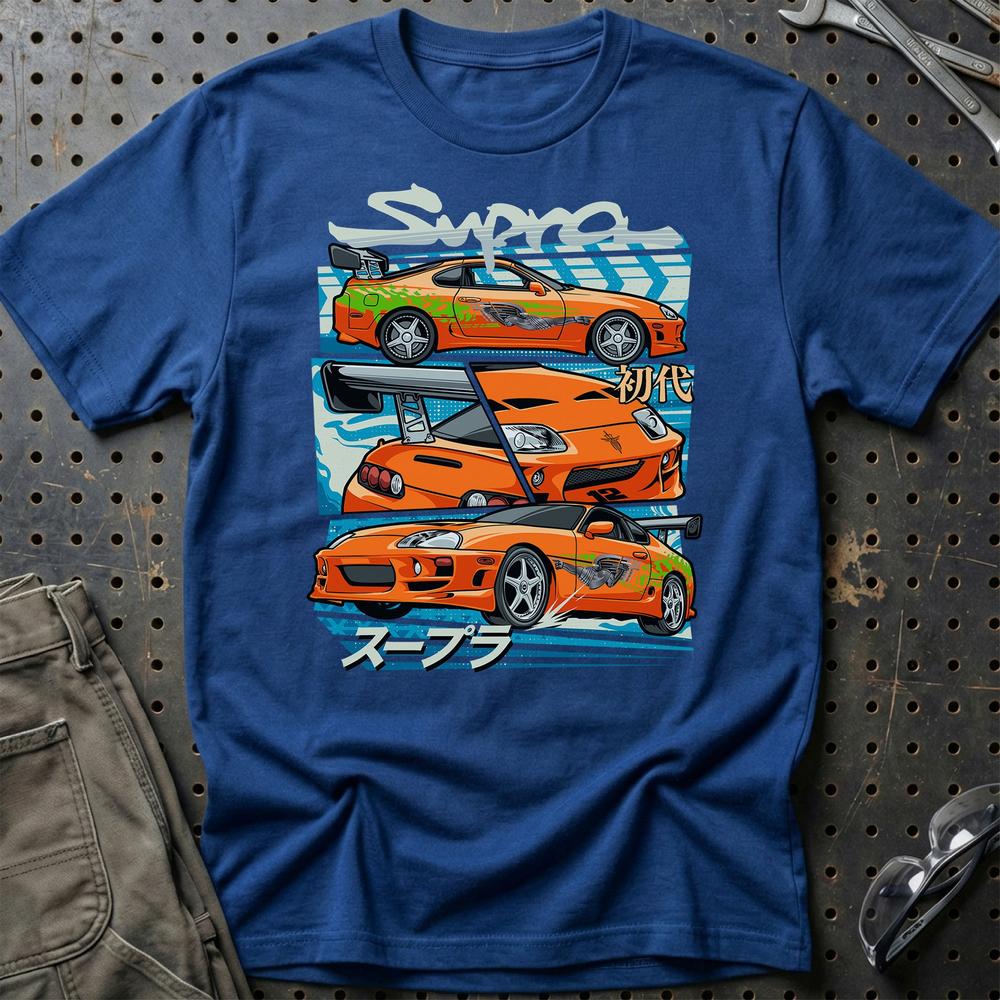 Toyota Supra MK4 Fast And Furios Cars T-Shirt-Beklædning-Toyota-Blå Royal-S-Garage Culture Shop- garage - man cave - merchandise