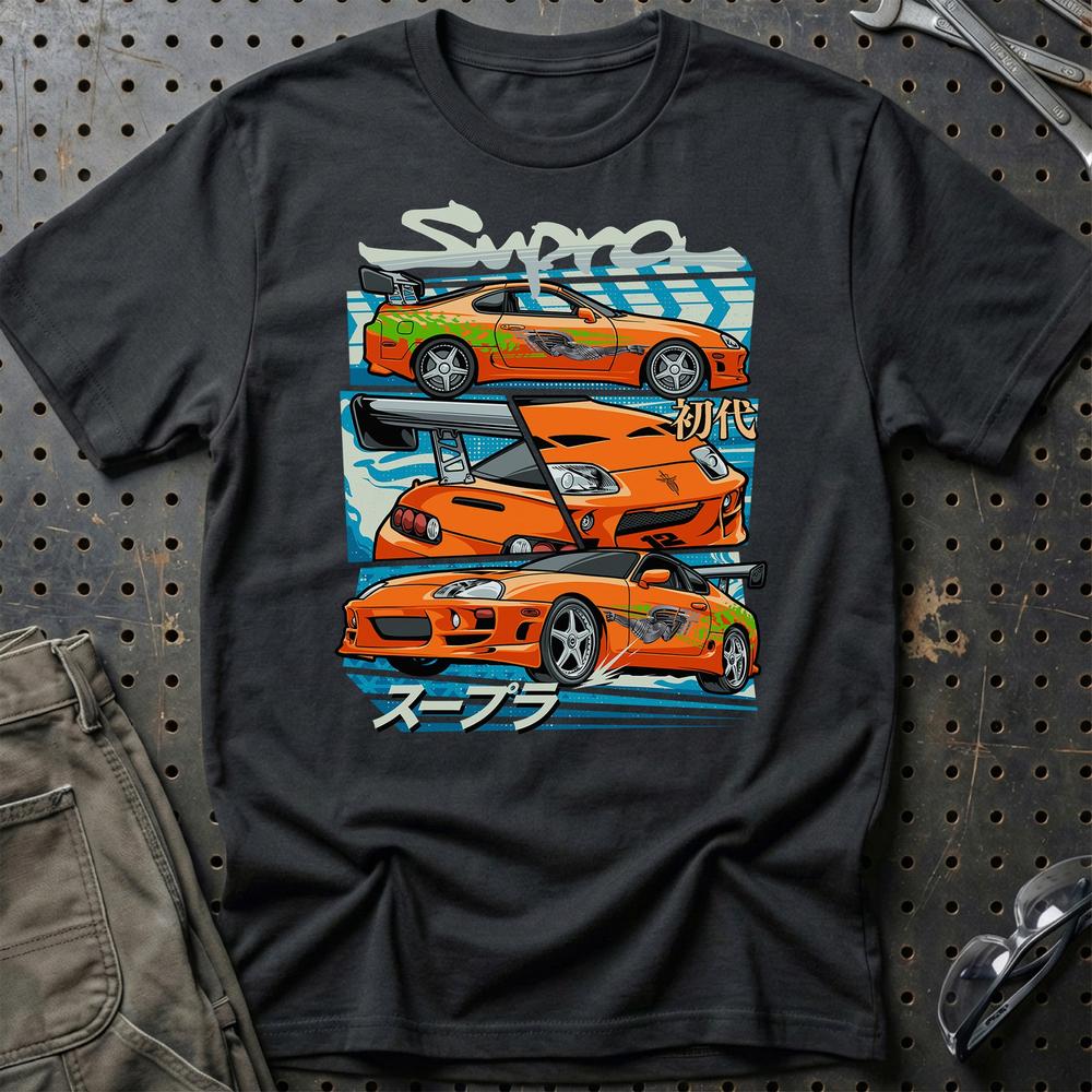 Toyota Supra MK4 Fast And Furios Cars T-Shirt-Beklædning-Toyota-Sort-S-Garage Culture Shop- garage - man cave - merchandise