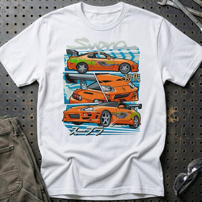Toyota Supra MK4 Fast And Furios Cars - Unisex T-Shirt-Beklædning-Toyota-Hvid-S-Garage Culture Shop- garage - man cave - merchandise