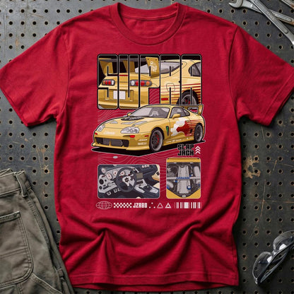 Toyota Supra MK4 Fast And Furios Cars - Unisex T-Shirt-Beklædning-Toyota-Rød-S-Garage Culture Shop- garage - man cave - merchandise