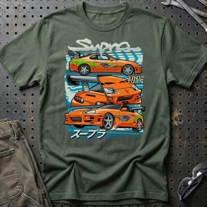 Toyota Supra MK4 Fast And Furios Cars - Unisex T-Shirt-Beklædning-Toyota-Grøn Militær-S-Garage Culture Shop- garage - man cave - merchandise