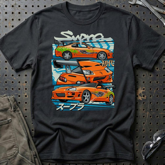 Toyota Supra MK4 Fast And Furios Cars - Unisex T-Shirt-Beklædning-Toyota-Sort-S-Garage Culture Shop- garage - man cave - merchandise