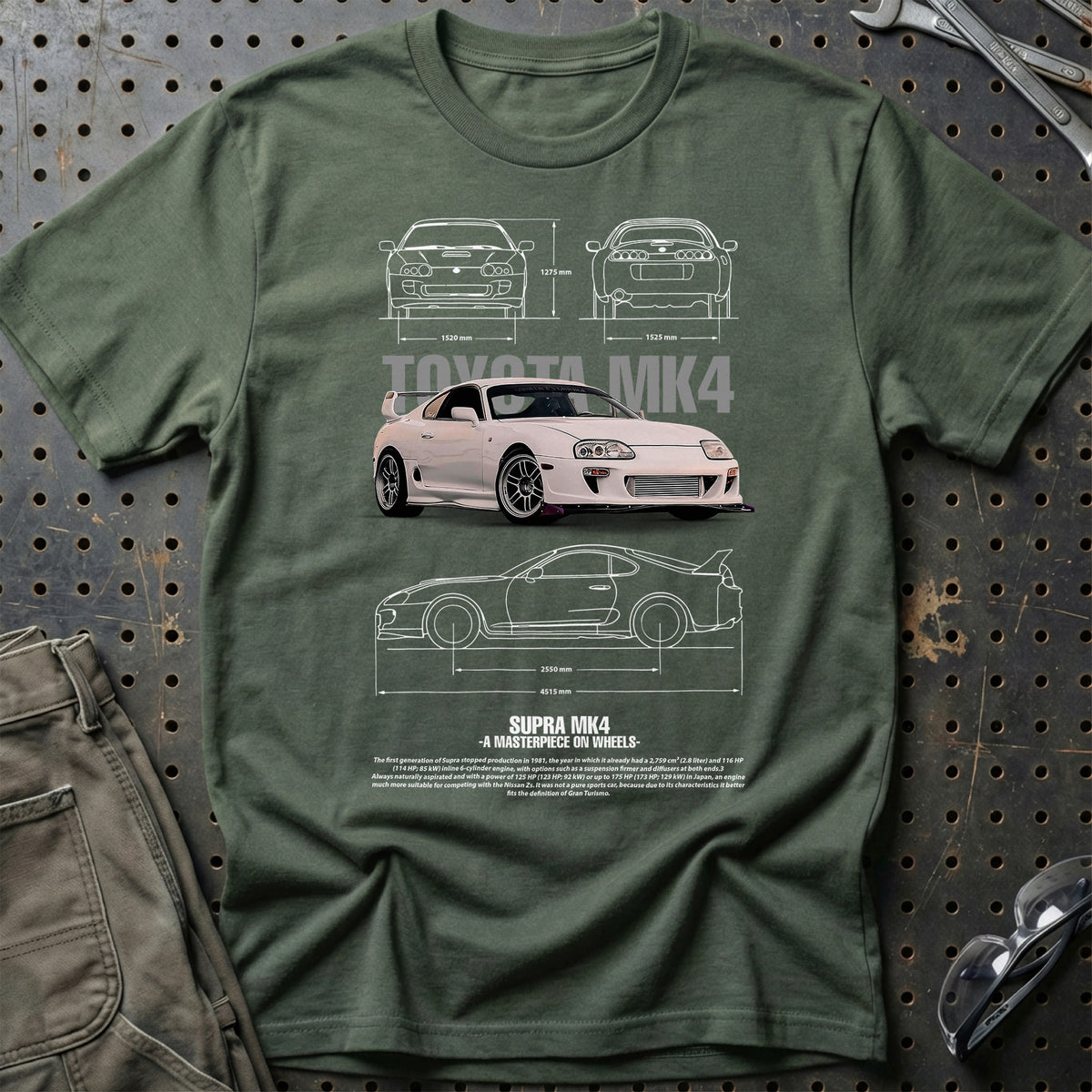 
Toyota Supra MK4 T-Shirt – Grøn Militær