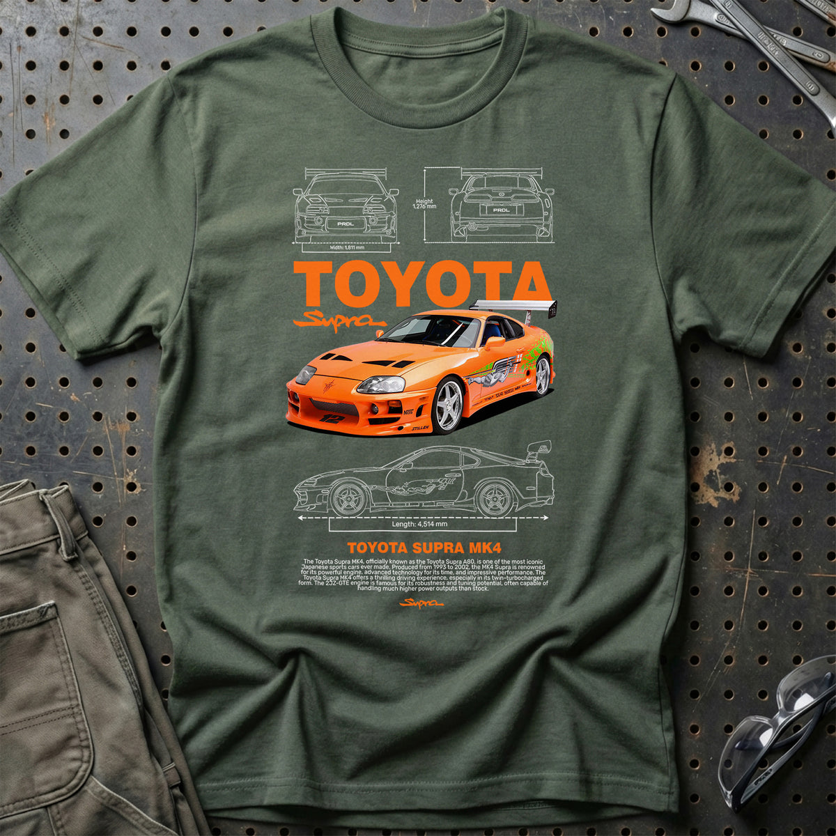 
Toyota Supra MK4 T-Shirt – Grøn Militær
