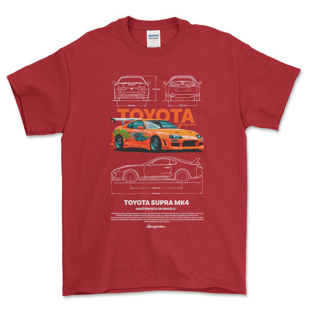Toyota Supra MK4 T-Shirt-Beklædning-Toyota-Rød-S-Garage Culture Shop- garage - man cave - merchandise