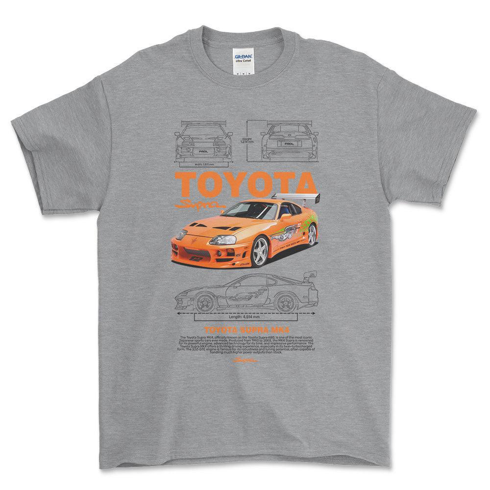Toyota Supra MK4 - Unisex T-Shirt-Beklædning-Toyota-Grå Sport-S-Forside-Garage Culture Shop- garage - man cave - merchandise