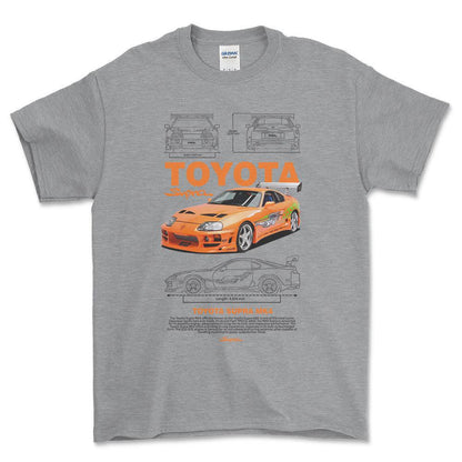 Toyota Supra MK4 - Unisex T-Shirt-Beklædning-Toyota-Grå Sport-S-Forside-Garage Culture Shop- garage - man cave - merchandise