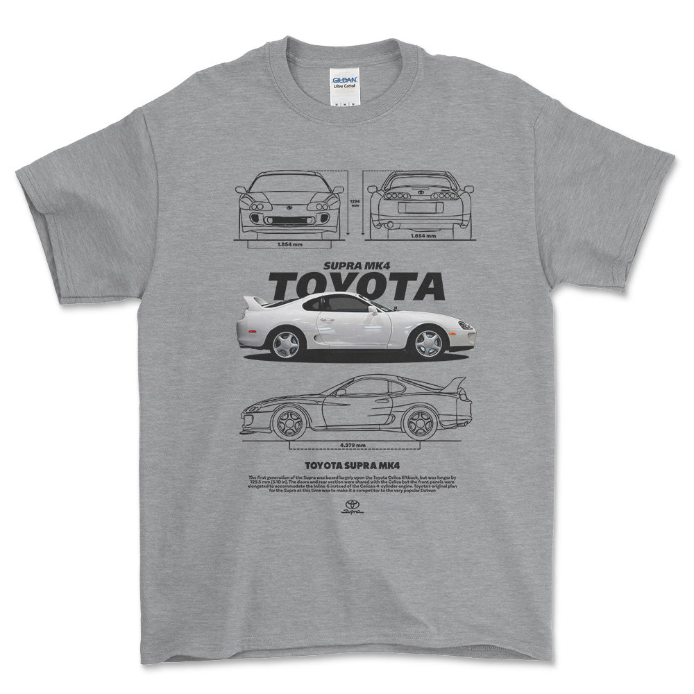 Toyota Supra MK4 - Unisex T-Shirt-Beklædning-Toyota-Grå Sport-S-Forside-Garage Culture Shop- garage - man cave - merchandise