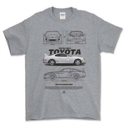 Toyota Supra MK4 - Unisex T-Shirt-Beklædning-Toyota-Grå Sport-S-Forside-Garage Culture Shop- garage - man cave - merchandise