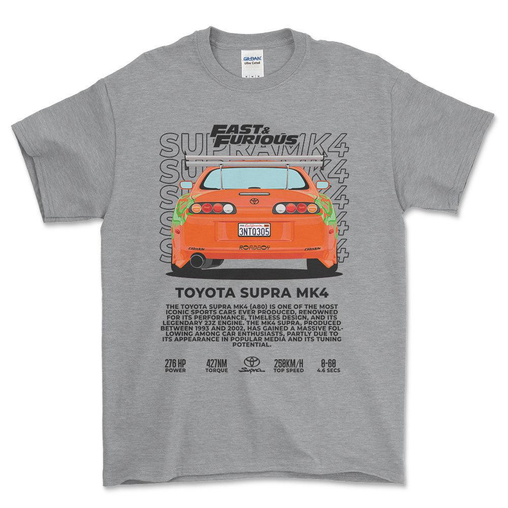 Toyota Supra MK4 - Unisex T-Shirt-Beklædning-Toyota-Grå Sport-S-Forside-Garage Culture Shop- garage - man cave - merchandise