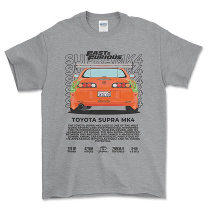 Toyota Supra MK4 - Unisex T-Shirt-Beklædning-Toyota-Grå Sport-S-Forside-Garage Culture Shop- garage - man cave - merchandise